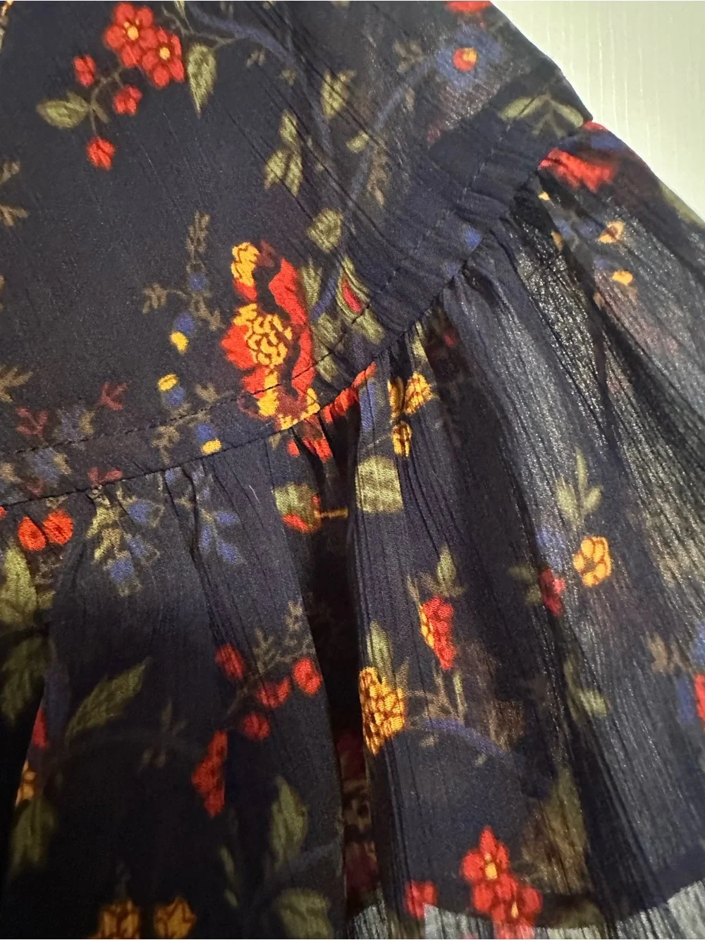 Madewell women’s navy blue floral top size xs